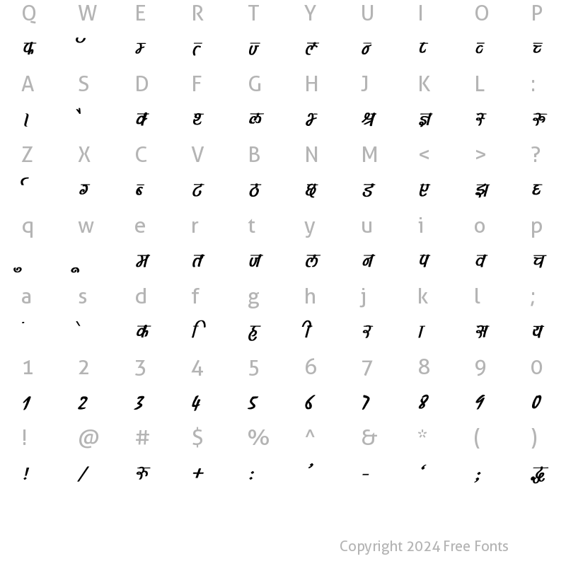 Character Map of Maya Bold Italic