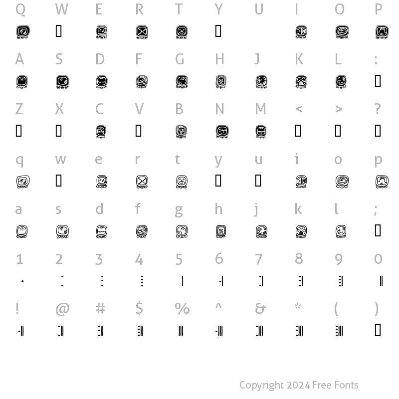 Character Map of MayaDayNames Regular