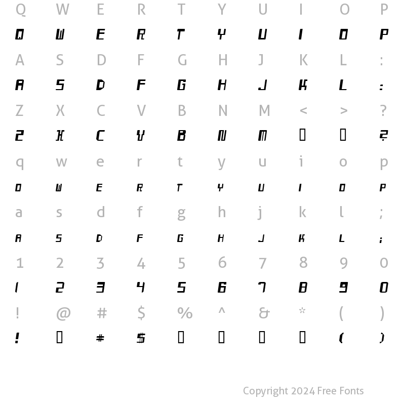 Character Map of Mayday Italic