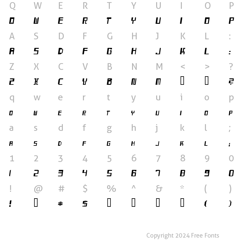 Character Map of Mayday Oblique