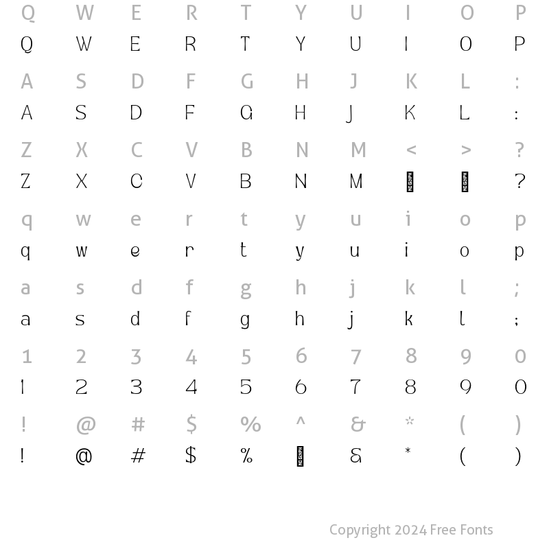 Character Map of Mayes Regular