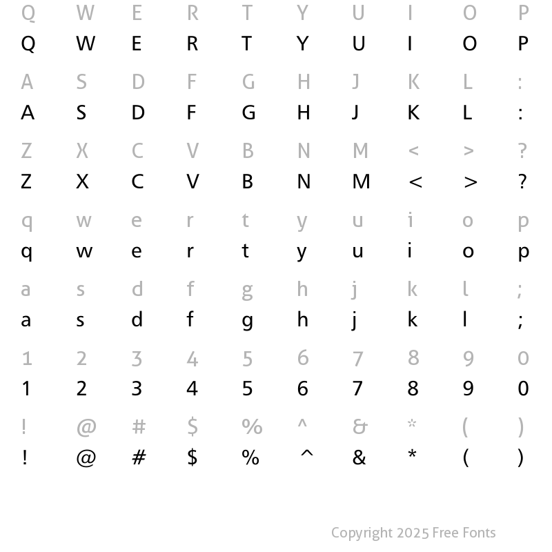 Character Map of Mayfarling Regular