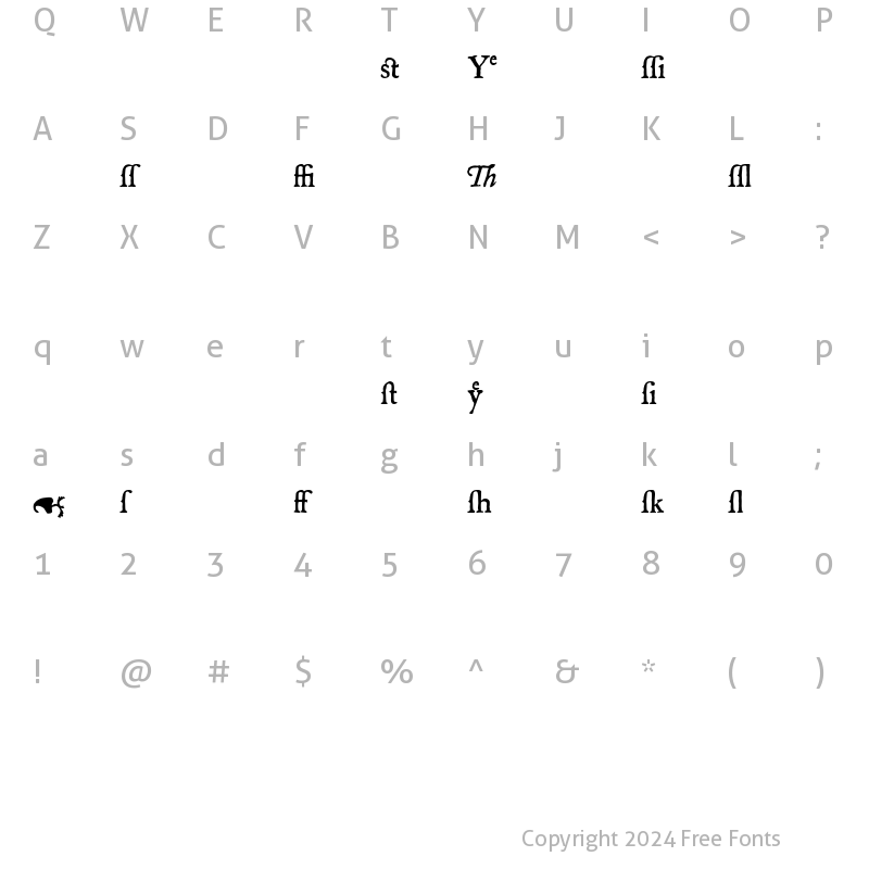 Character Map of Mayflower Xtras Regular