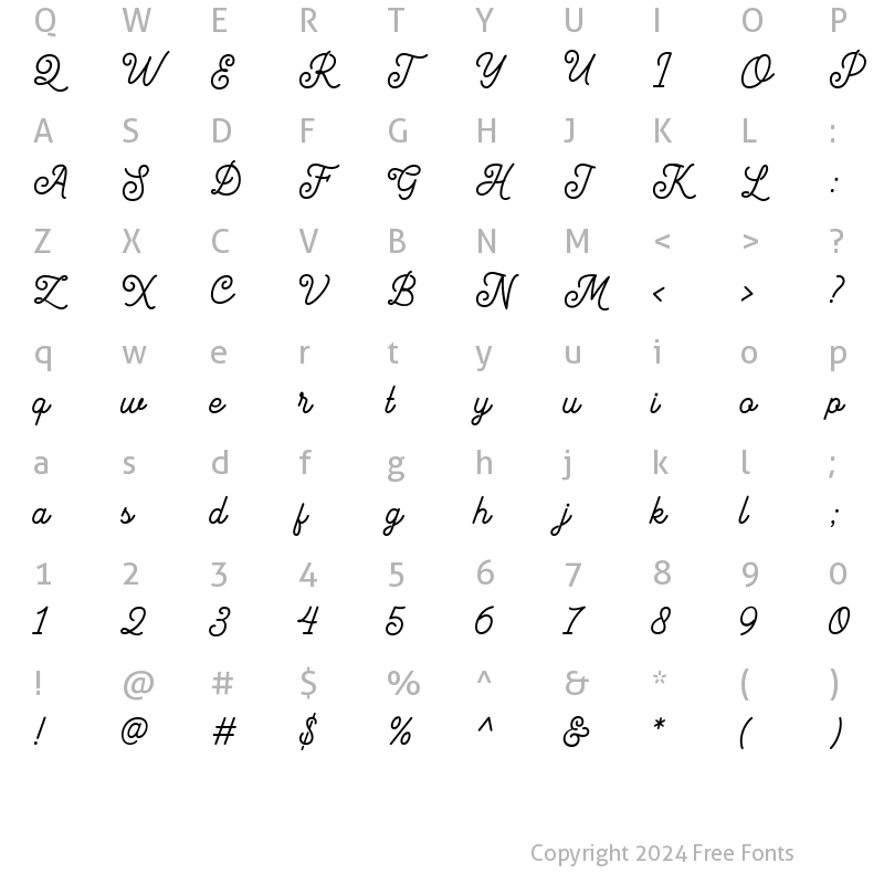 Character Map of Mayhena Regular