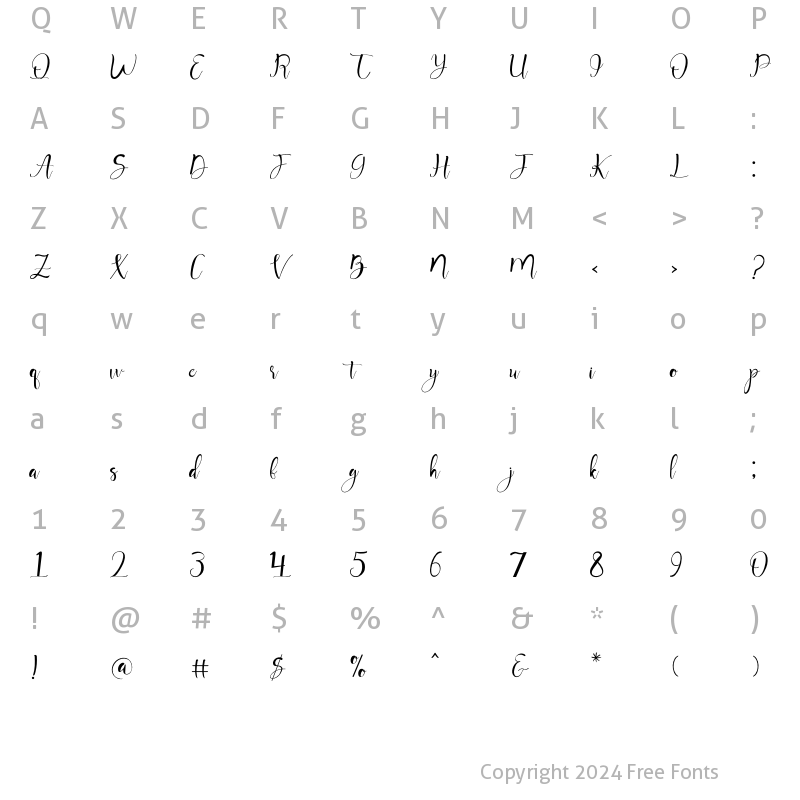 Character Map of Mayla Regular