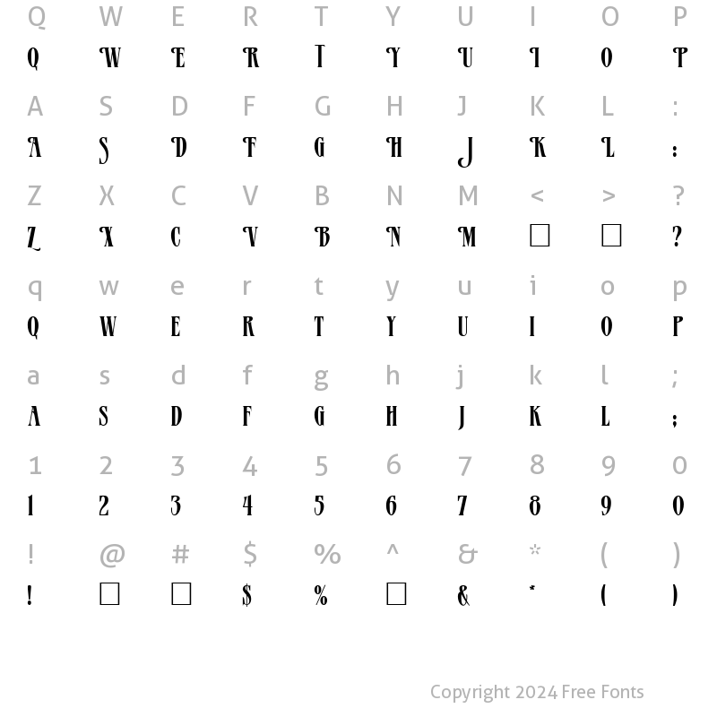 Character Map of Mazam Regular