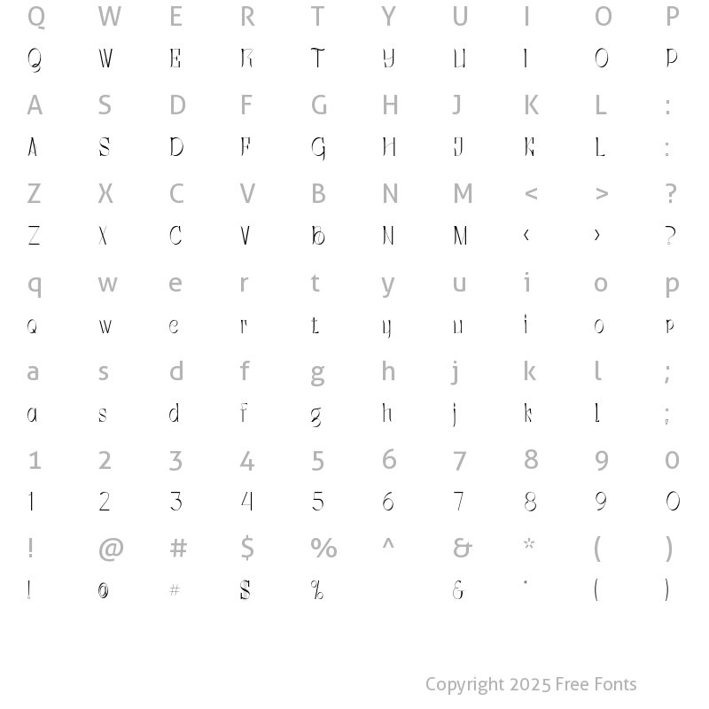 Character Map of MBF Louna Regular