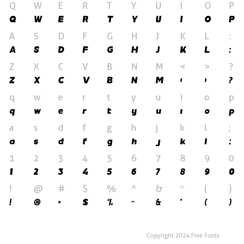 Character Map of MBF Neutral Jack Black Italic