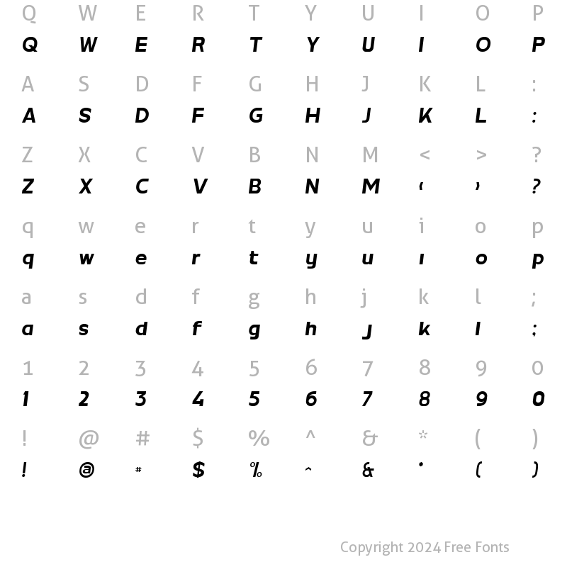 Character Map of MBF Neutral Jack Bold Italic