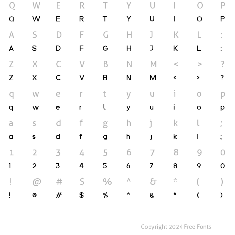 Character Map of MBF Origin Regular