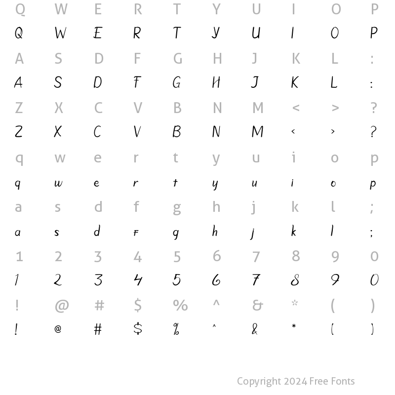 Character Map of Mbok Guang Regular