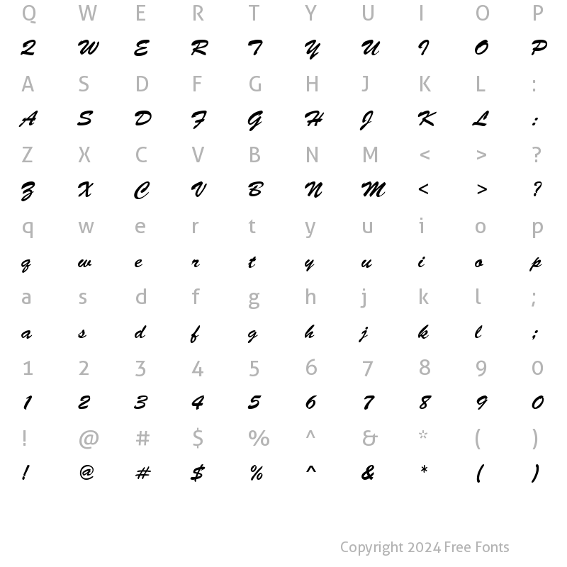 Character Map of MC Angel Brush Regular