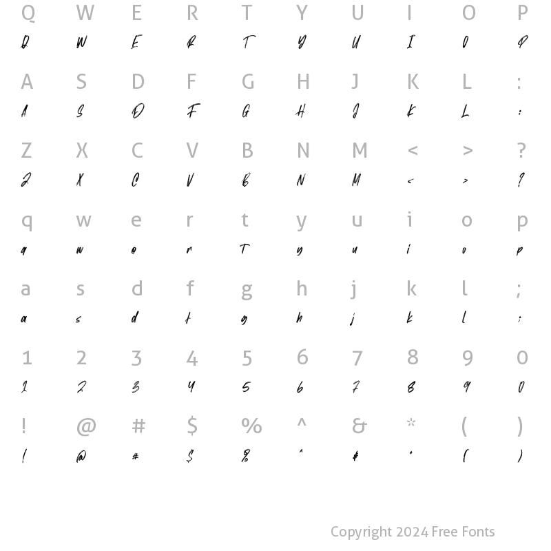 Character Map of Mc Cartey Regular