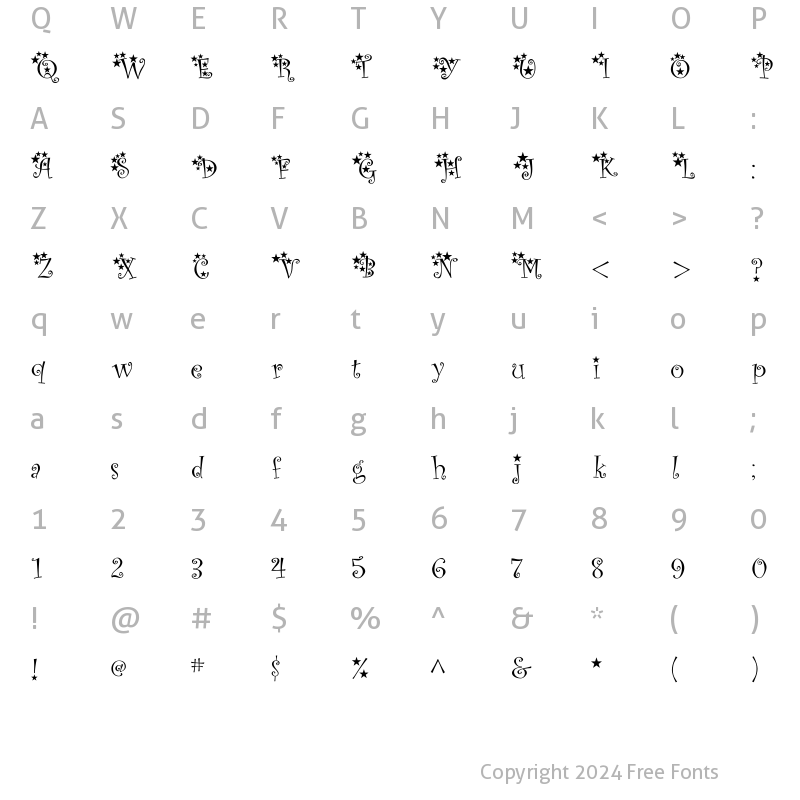 Character Map of MC Twinkle Star Regular