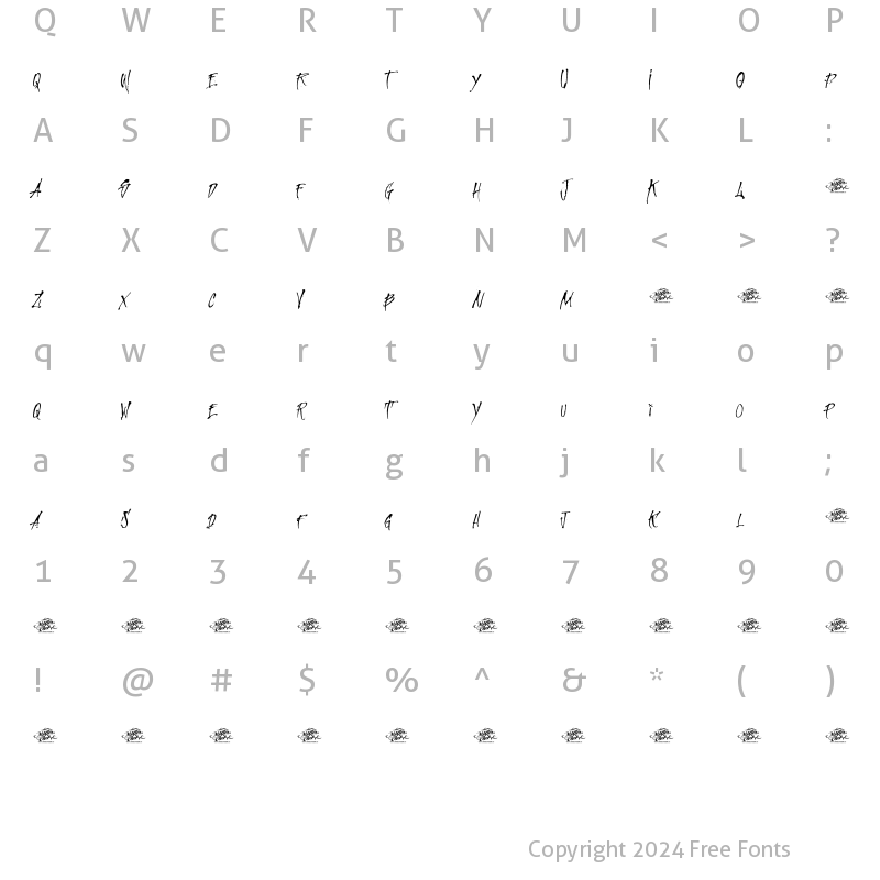 Character Map of MCF Revolution ink Regular