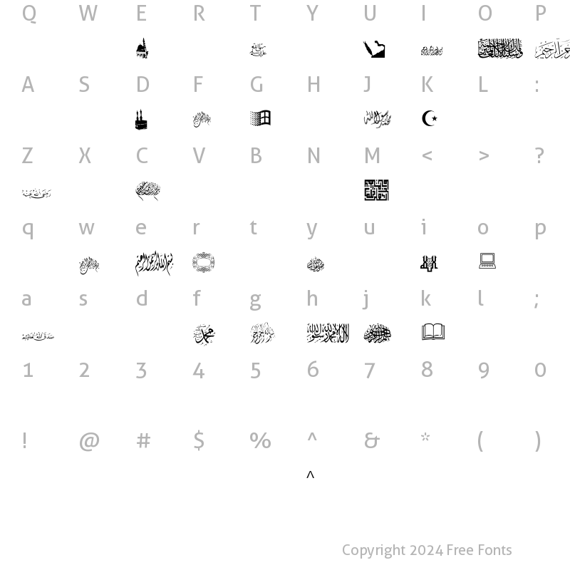 Character Map of MCS Islamic Art 1 Normal