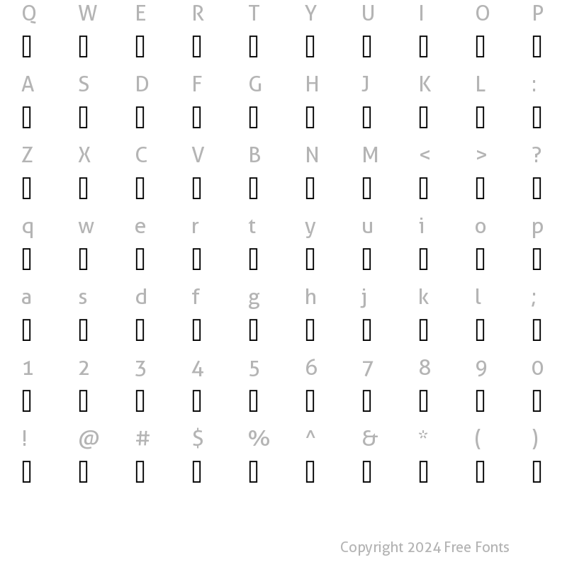 Character Map of MCS KHAYBAR 60 OUT Regular