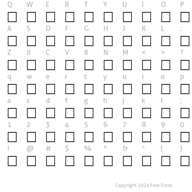 Character Map of MCS OfficePlanning Regular