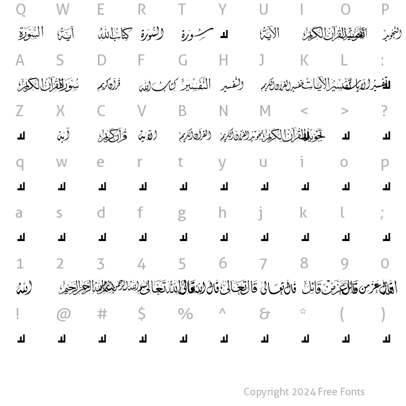 Character Map of Mcs Quran Normal