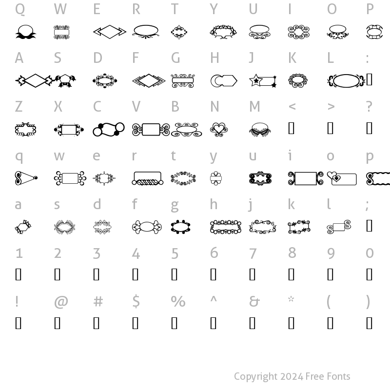 Character Map of MDButton Mania Regular