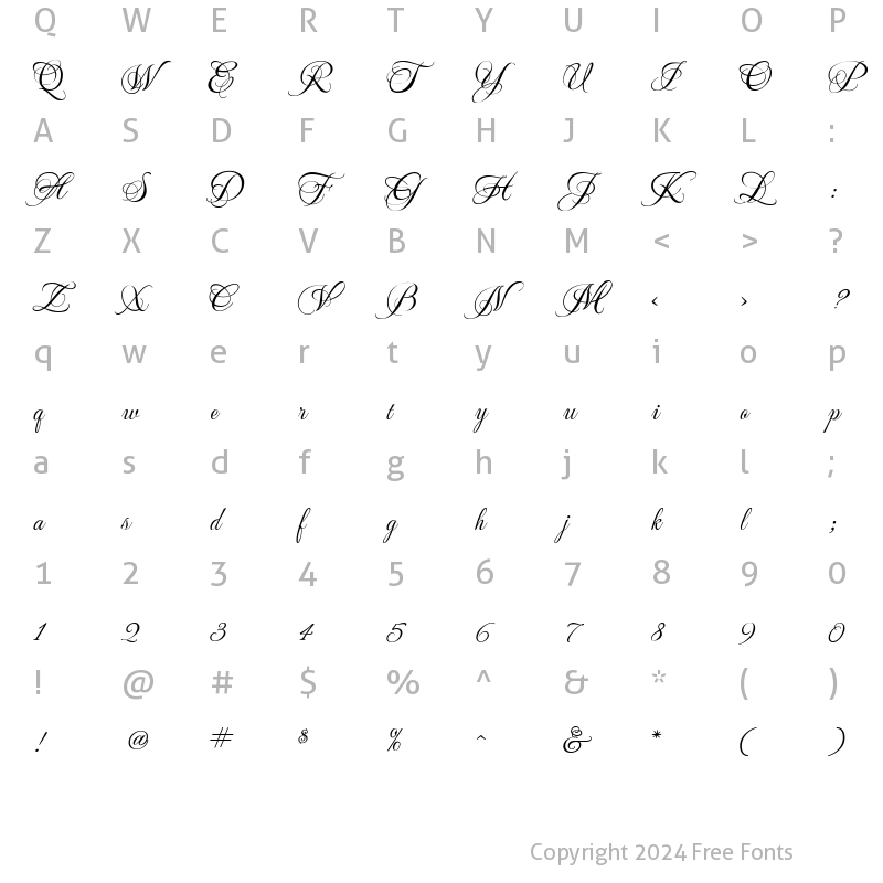 Character Map of MeaCulpa Regular