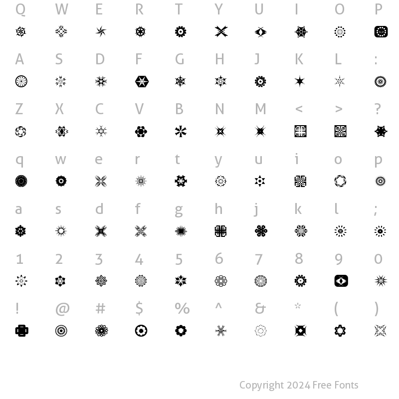 Character Map of Meadings Regular