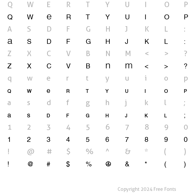 Character Map of MEAN 26 Sans Regular