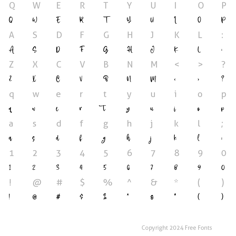 Character Map of Meastry Regular