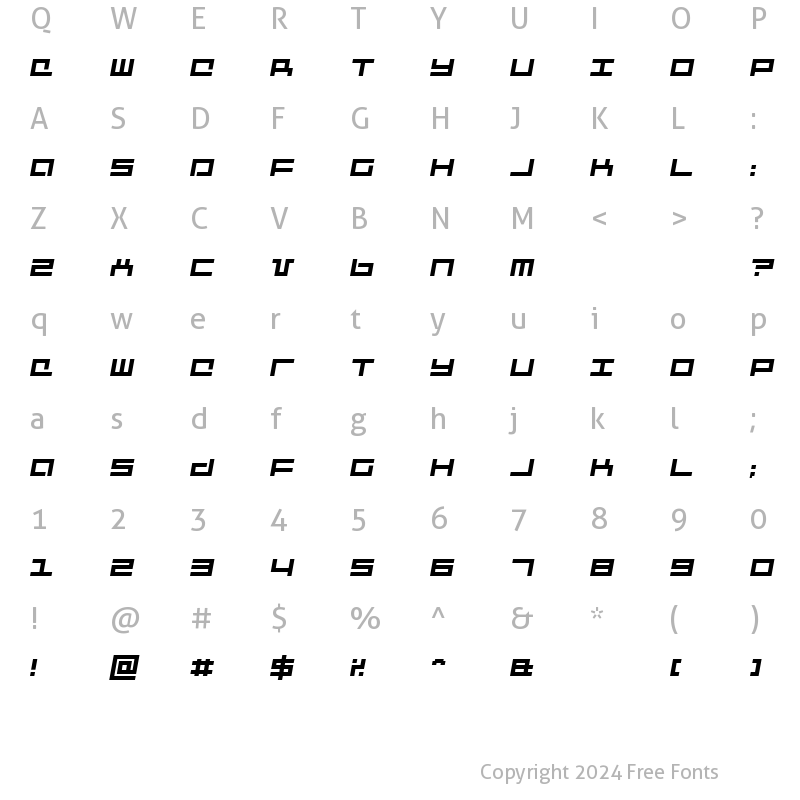 Character Map of Mecha Italic