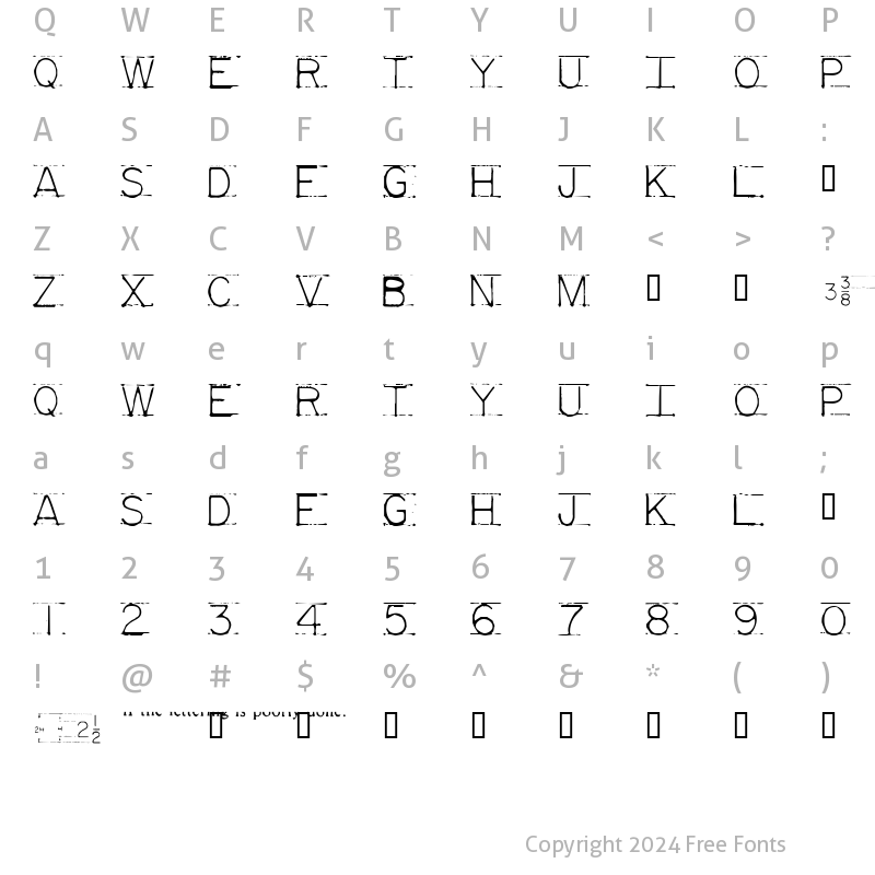 Character Map of Mechanical Fun Regular