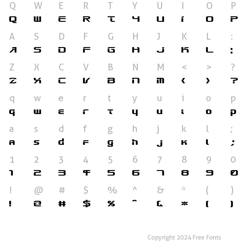 Character Map of Mechanical works Regular