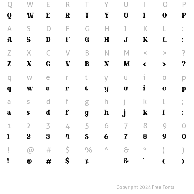 Character Map of Meckatler Regular