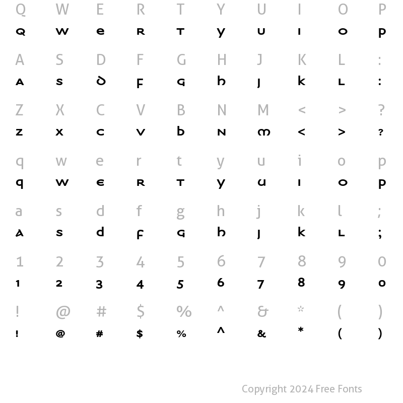 Character Map of Medea ITC Std Bold