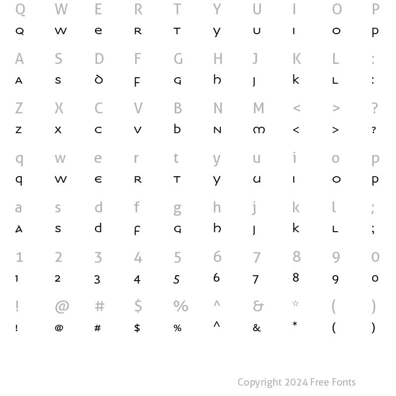 Character Map of Medea ITC Std Book