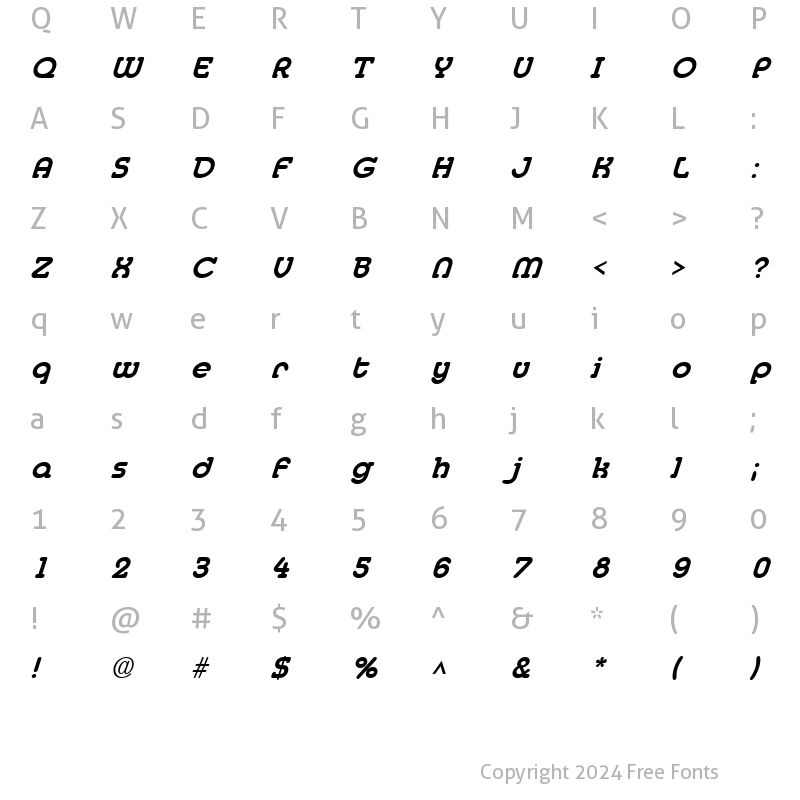 Character Map of MedflyExtrabold Italic