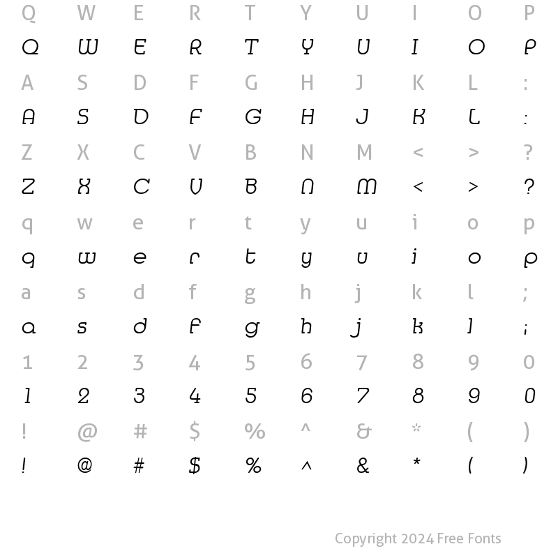 Character Map of Media Italic