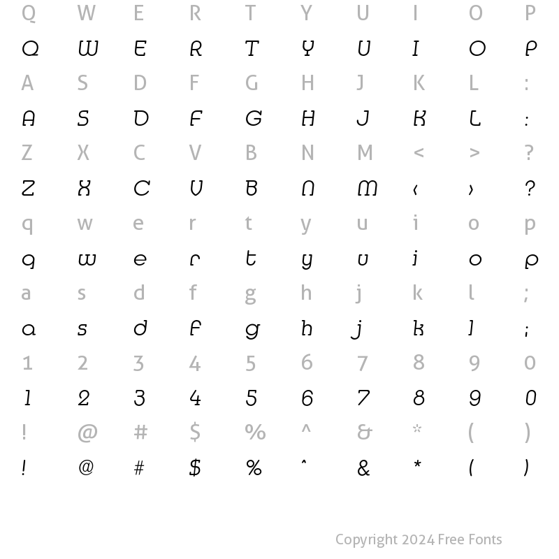 Character Map of Media-LightIta Regular