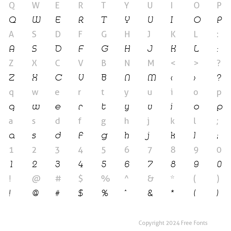 Character Map of Media-Serial-ExtraLight RegularItalic