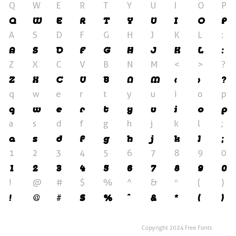 Character Map of Media-Serial-Heavy RegularItalic