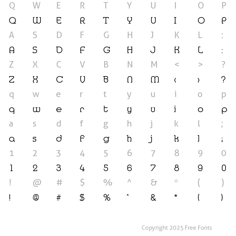 Character Map of Media-Serial-Light Regular