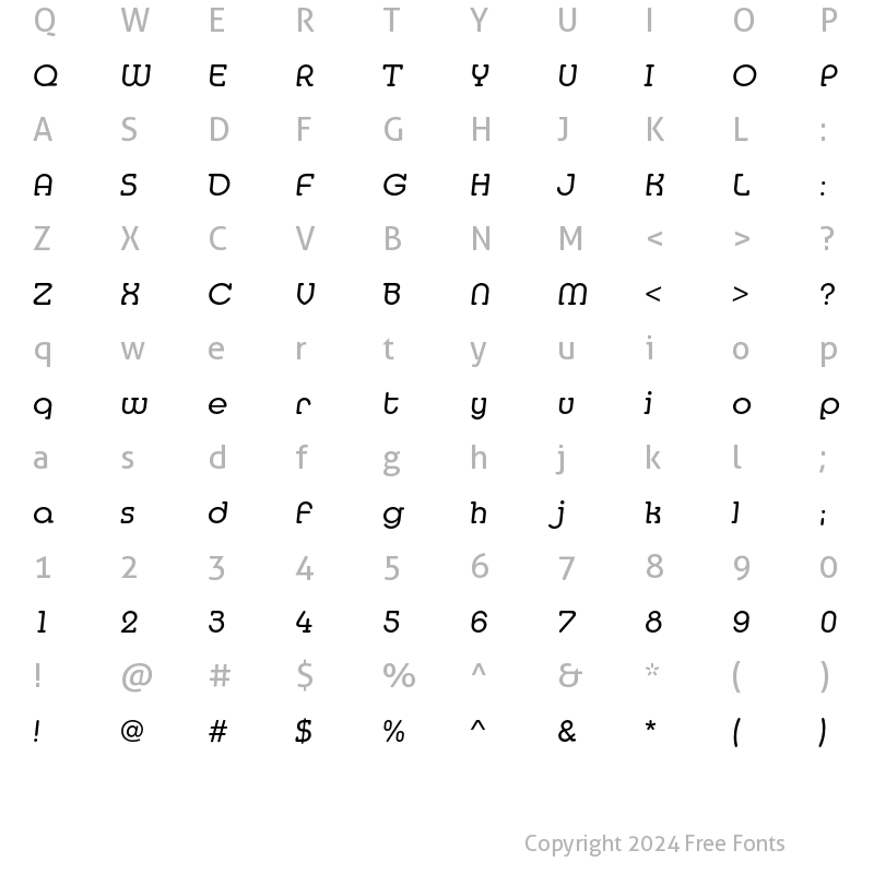 Character Map of MediaSerifEF Regular Italic