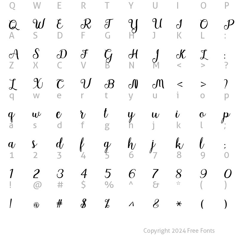 Character Map of Medicago Script Regular