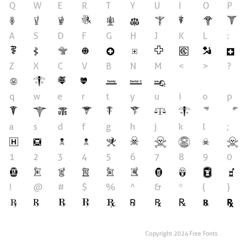 Character Map of MedicalPharmaceutical P01 Regular