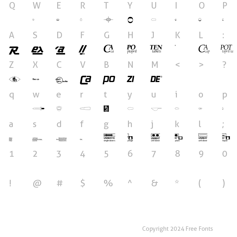 Character Map of MedicalPharmaceutical P02 Regular