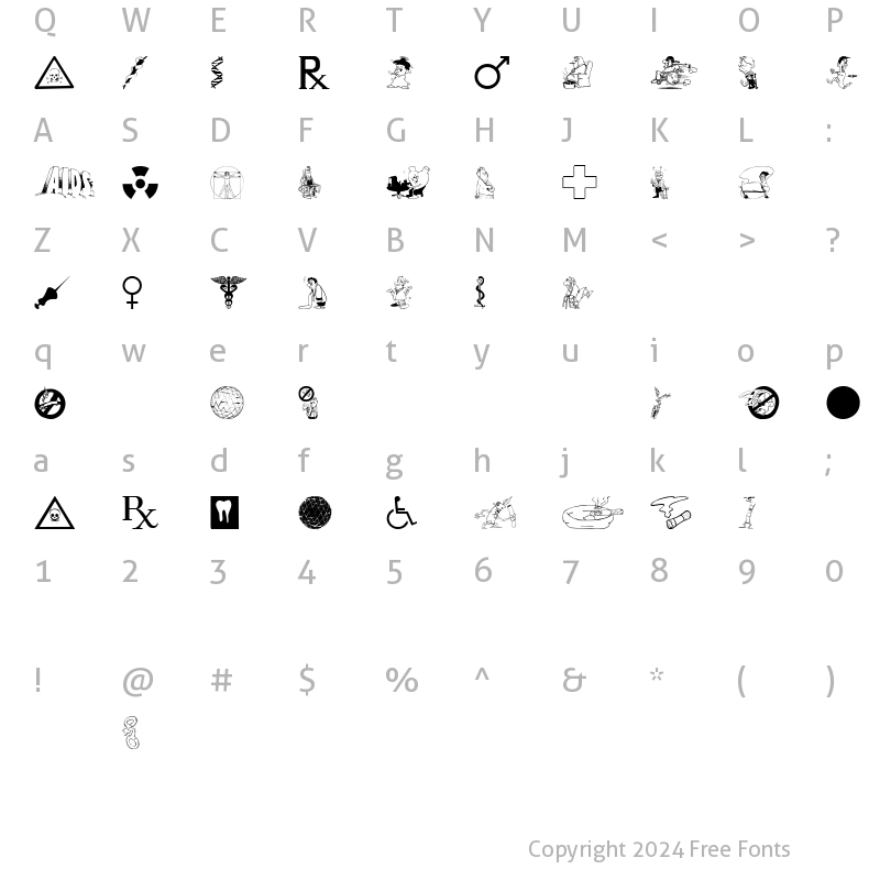 Character Map of Medicobats Regular