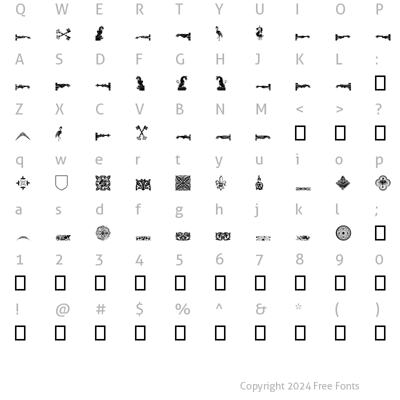 Character Map of Medieval Dingbats Regular