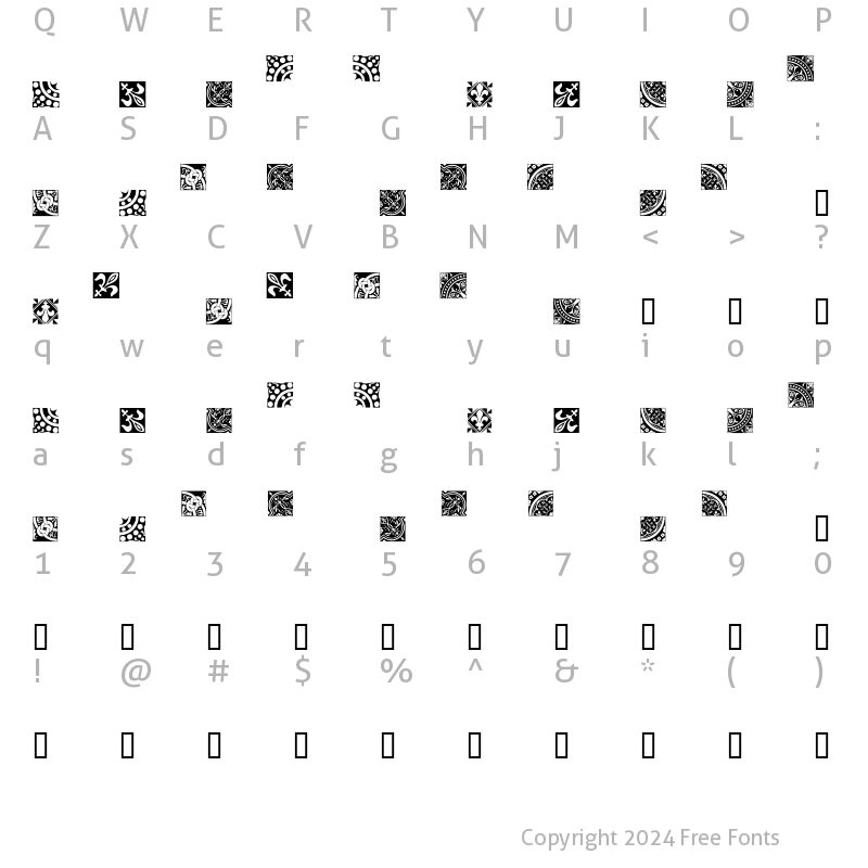 Character Map of Medieval Tiles I Regular