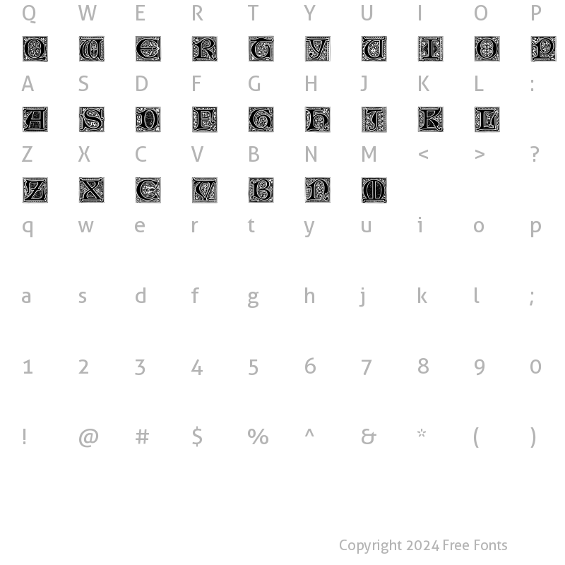 Character Map of Medieval Victoriana No.2 Regular