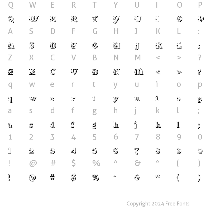 Character Map of MedievalGunslingerShadow Regular