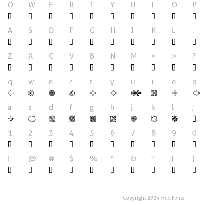 Character Map of MedievalMotifTwo Regular